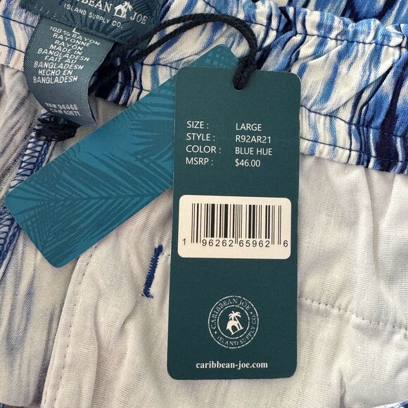 Caribbean Joe Large Shorts Abstract High-Rise Pockets Elastic Waist Blue Hue New - Picture 6 of 7